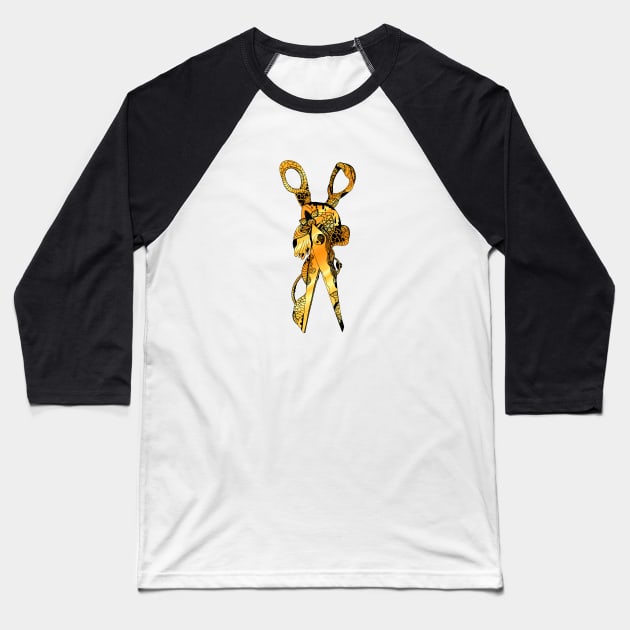 Weaving Styles Scissors in Gold Baseball T-Shirt by kenallouis